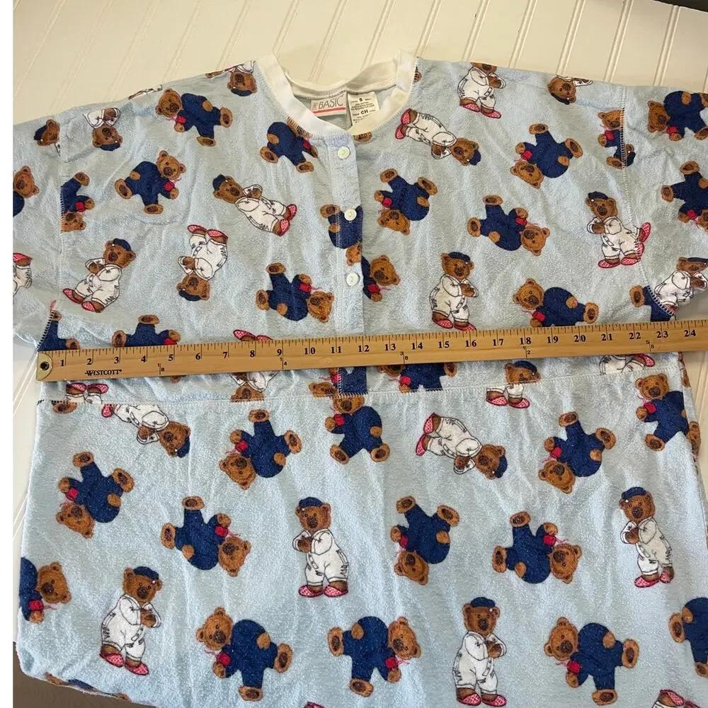 Vintage Simply Basic Teddy Bear Night Gown Dress Nightie Granny Core Women Small